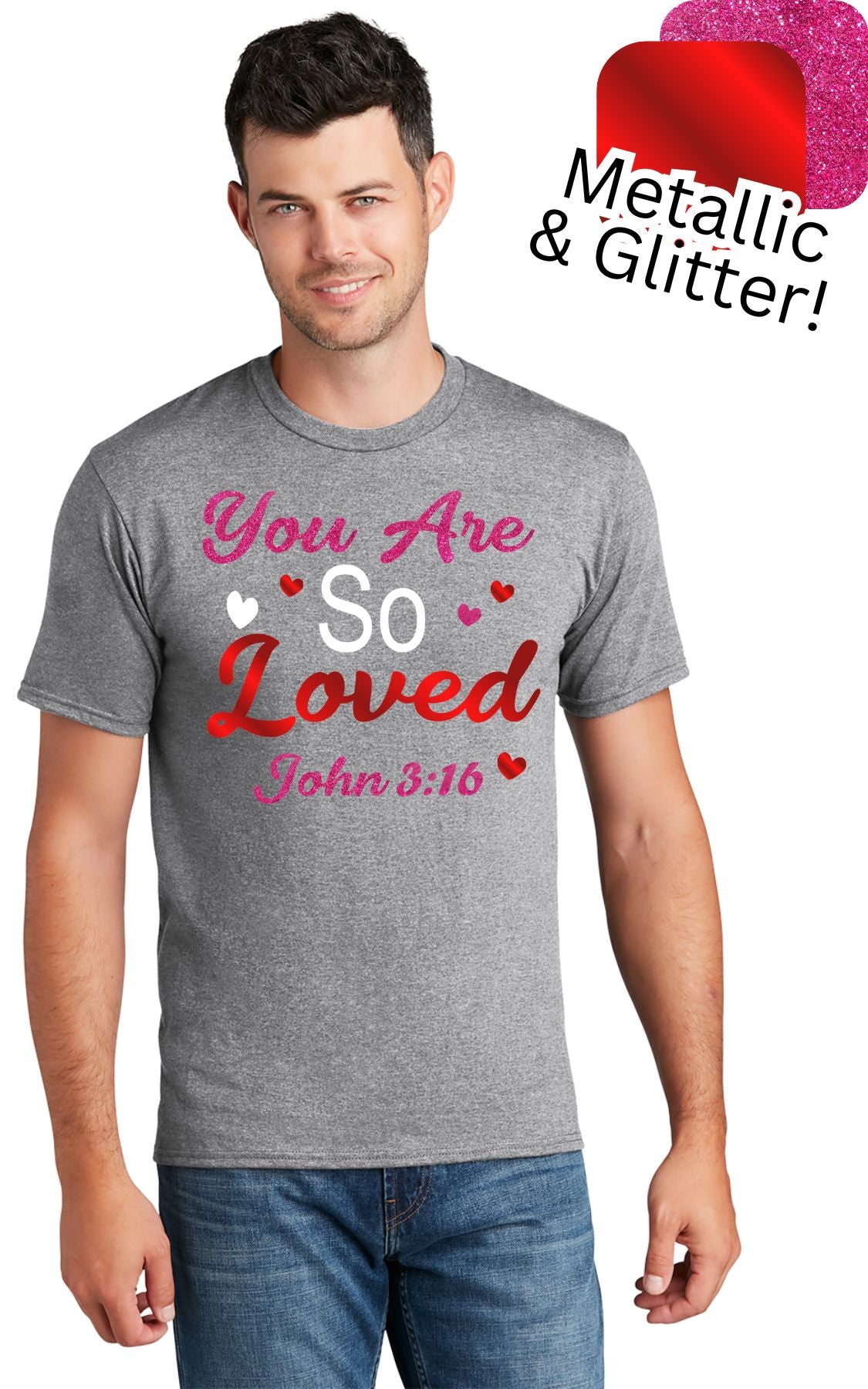 John 3:16 Valentine's glitter and metallic