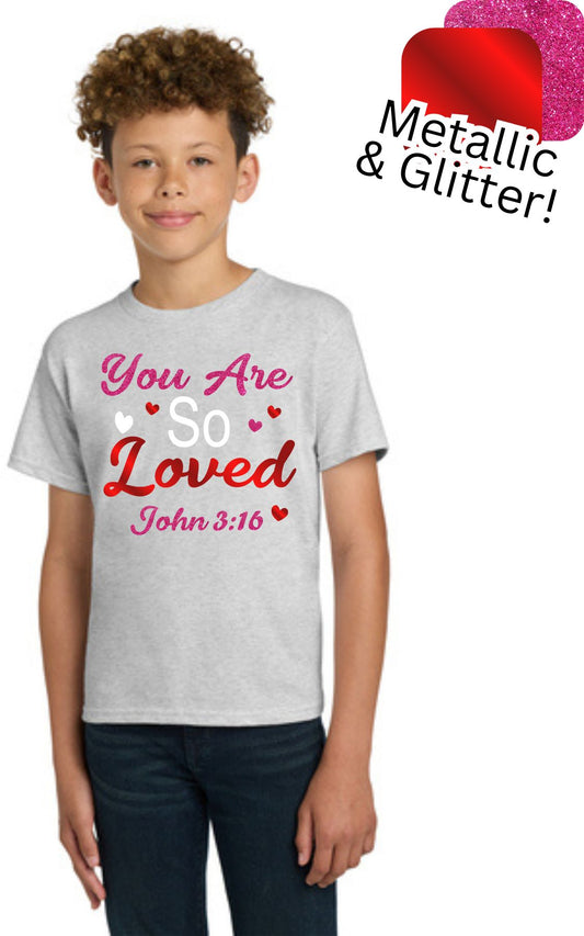 John 3:16 Valentine's glitter and metallic