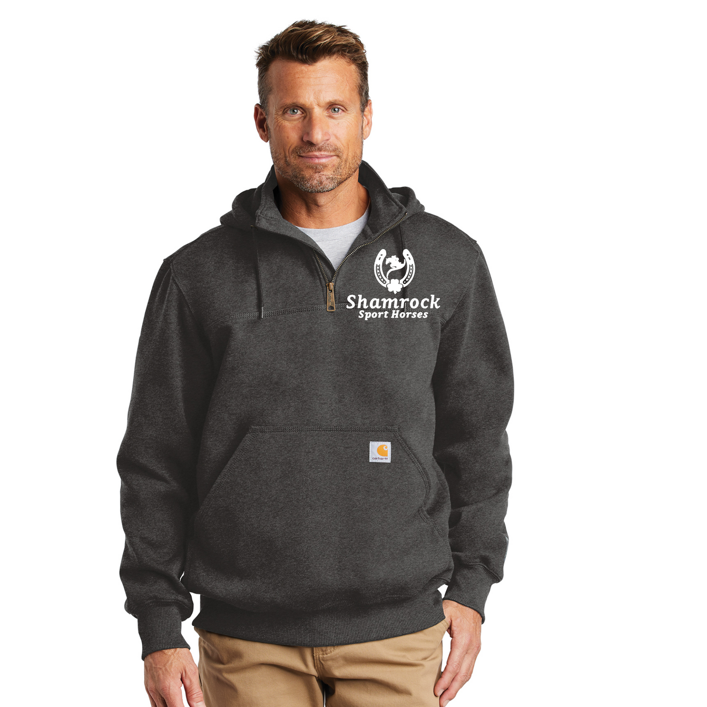 Carhartt Rain Defender Paxton Heavyweight Hooded Zip Mock Sweatshirt Embroidered--CT100617