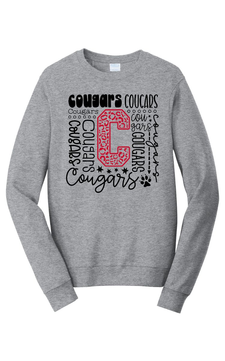 Cougars Adult Fonts Crewneck Sweater