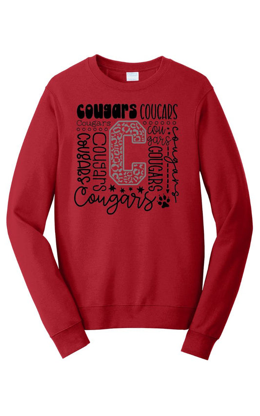 Cougars Adult Fonts Crewneck Sweater