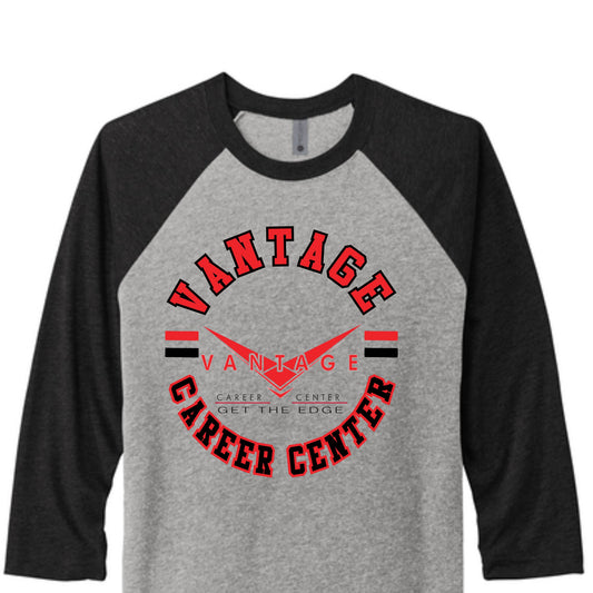 Circle Vantage Next Level Apparel Adult Tri-Blend 3/4-Sleeve Raglan Tee