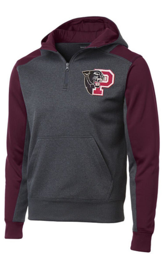 Paulding Panthers Embroidered Fleece Colorblock 1/4-Zip Hooded Sweatshirt
