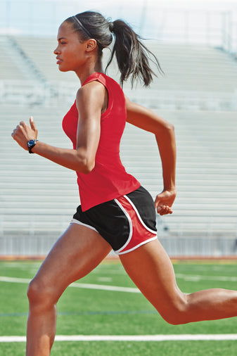 Ladies Track & Field Shorts (BLACK & ROYAL BLUE)